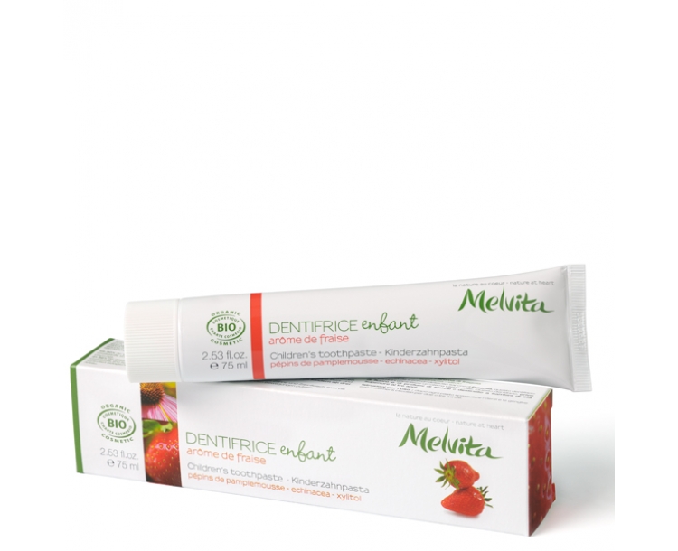 法国仓 蜜葳特 100%有机儿童牙膏草莓味 管装 MELVITA DENTIFRICE ENFANT 75ml