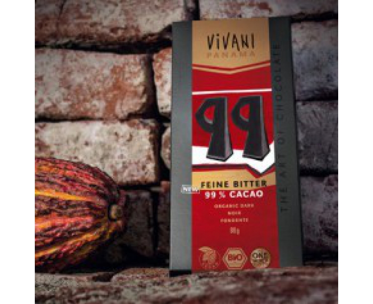 法国仓 巴拿马可可黑巧克力 99%可可 VIVANI Noir 99% cacao Panama 80 g