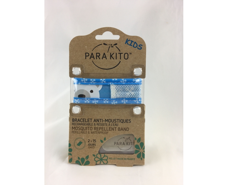 法国仓 法国帕洛防蚊手环 蓝色北极熊（儿童）  ParaKito bracelet Anti-mostique bleu